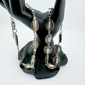 Vintage Two Southwestern Silver Tone Wave Bracelets Boho Chic Rustic Charm